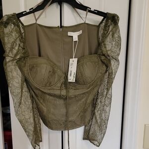 Elegant Olive Lace Bustier Top